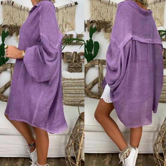 Женская рубашка, однобортная однобортная весенняя блузка с отложным воротником и длинным рукавом