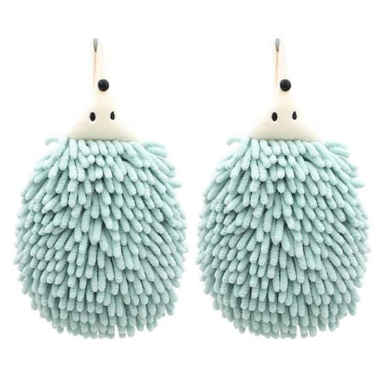 2 шт., милое полотенце для рук с изображением ежика, коралловое бархатное мультяшное животное, дизайн с подвесной веревкой, впитывающее полотенце для ванной комнаты