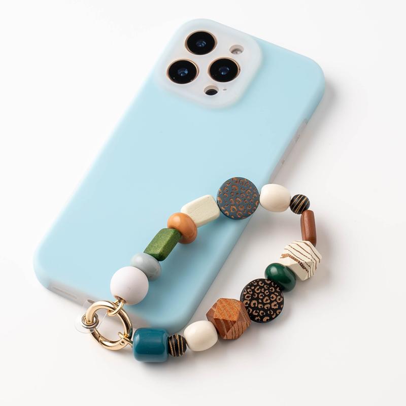 Stylish Short Chain Phone Lanyard New Trendy Alloy Woven Gem Keychain with Wrist Strap Mobile Accessory for Phone Case