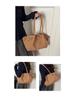 Women's Suede Pleated Tote Bag - Large Capacity, Retro Korean Style Shoulder Handbag for Autumn/Winter 2025