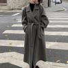 Covotee, шерстяное пальто на шнуровке, женское осенне-зимнее 2024, новое модное длинное пальто с отложным воротником, винтажные повседневные куртки с длинными рукавами