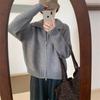 Высококачественный модный женский вязаный кардиган-куртка с лацканами и двойной молнией, новинка осенне-зимнего сезона, повседневный ленивый стиль