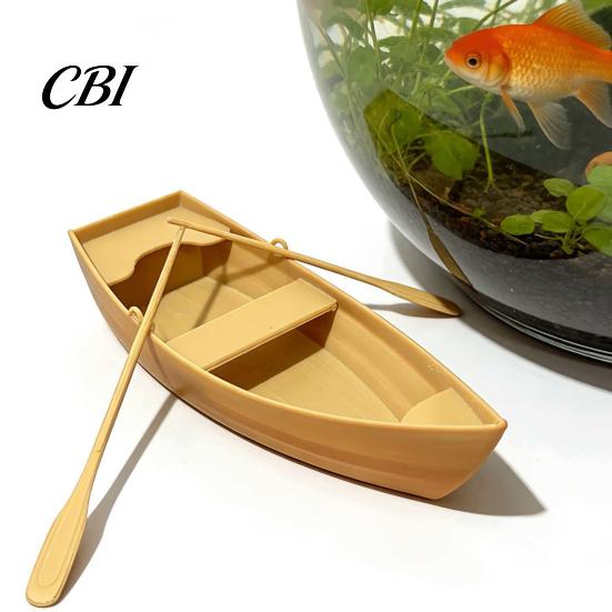Showcase Decoration Piece 3D Printed Boat Figurine, Stable Ornaments with Paddle, Niche Art Collectible Base Miniature for Home Office Desktop Display