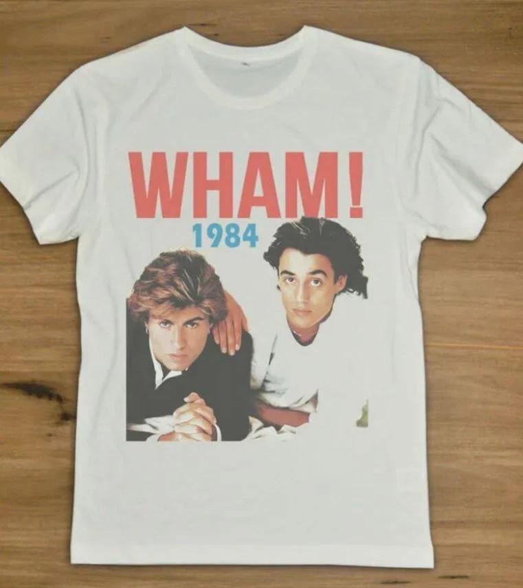 Винтажная футболка WHAM 1984 Джордж Майкл Эндрю Риджли Белая Унисекс S-5XL Унисекс Футболка