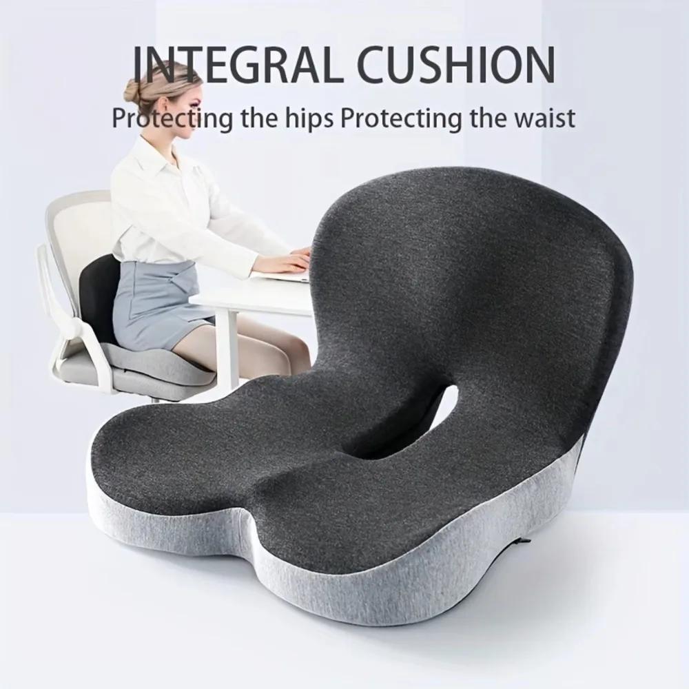 Comfort Memory Foam Backrest Cushion Non-Slip Breathable Chair Cushion One-piece Design Waist Protection Truck Seat Cushion