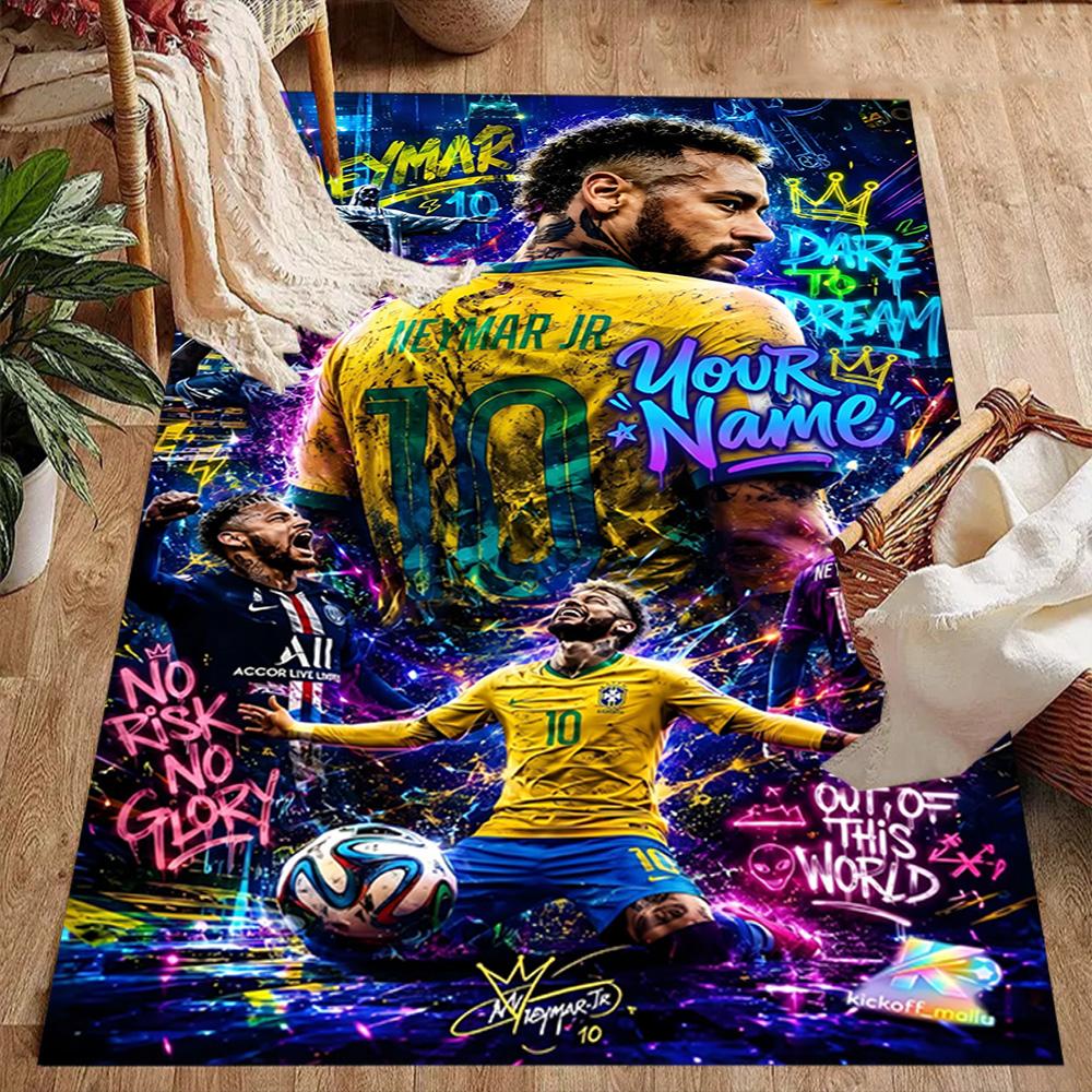Neymar Dreams Football Legend Customizable Name Area Rug Design for Dormitory Kitchen Outdoor Dining Room Antislip Carpet Decorate Offices