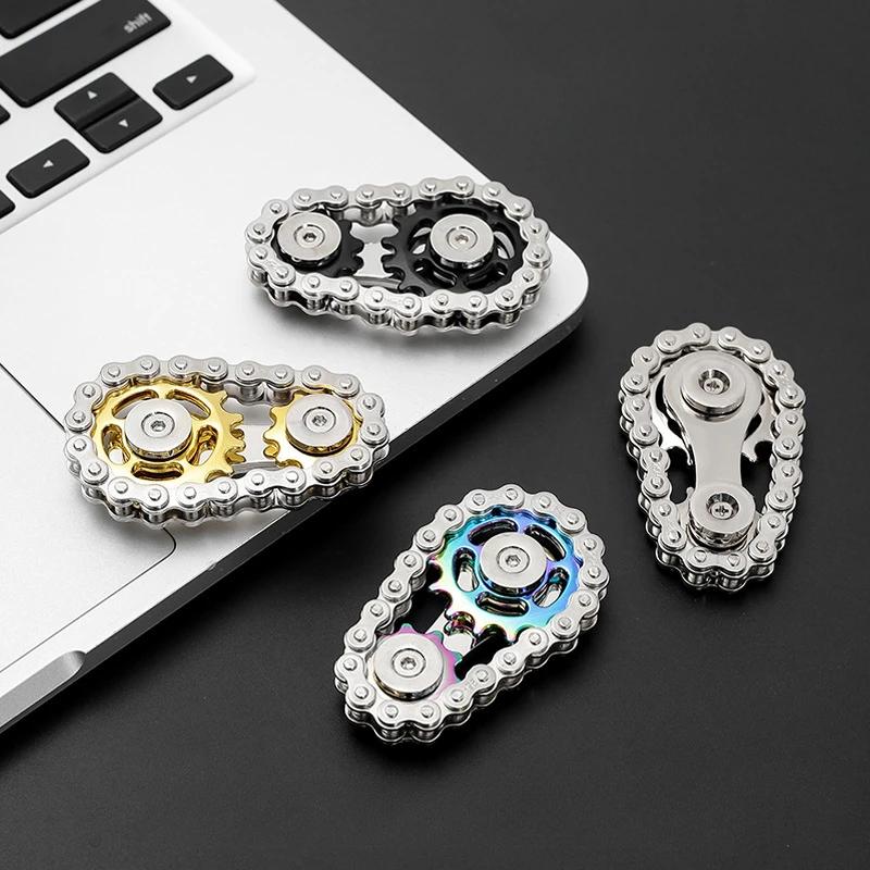 Sprockets Flywheel Fingertip Gyro Fidget Spinner Antistress Anxiety Metal Bike Chains Spinner Fidget Toys For Adult Kids