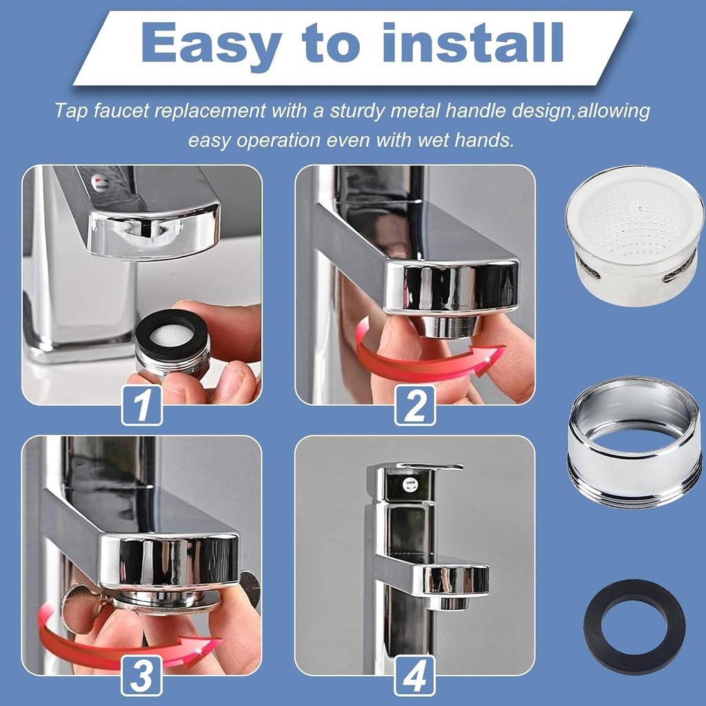 6 Pcs Faucet Aerator 15/16 Inch 24mm Replacement Aerator Male Stainless Steel Water Filter for Kitchen Sink With Gasket and Sealing Tape