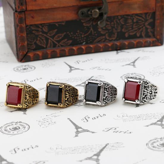 Китайский тотем, винтажное квадратное мужское банкетное кольцо из смолы, широкое ювелирное изделие на палец