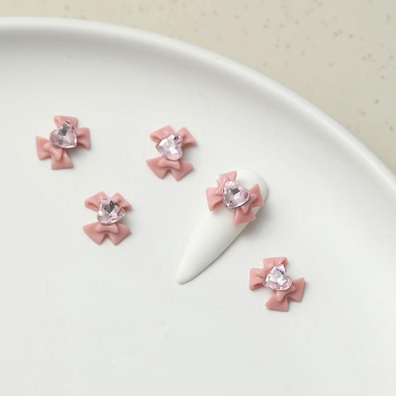 5 шт. DIY украшения для ногтей 3D лента бант блестящие кристаллы любящее сердце сверла для ногтей для маникюра дизайн аксессуар