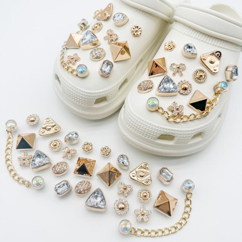 Роскошный дизайнерский брелок для обуви Crocs DIY Винтажные металлические стразы Украшения для обуви Пряжка для Croc Брелоки Аксессуары для обуви