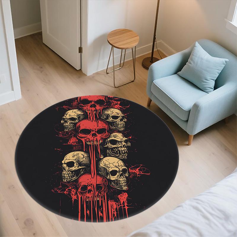 Pile of Skulls,Round Area Rug,Carpet Rug for Living Room Bedroom Sofa Playroom Decor,Non-slip Floor Mat