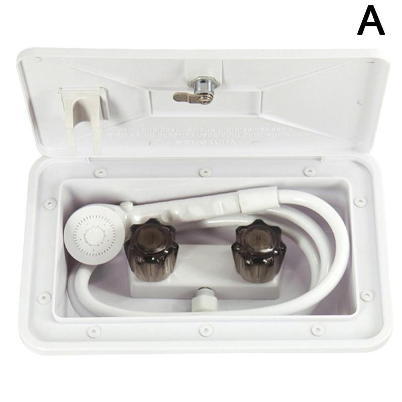 1 Set RV Shower Box Kit With Lock Boat Marine Camper Motorhome Bathroom Kit Accessories White Black