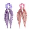 Women Hair Ring with Ribbon Sweet Style Pleated Scrunchies for Girls Elegant Elastic Hair Rubber Bands Girls Hair Tie Headdress