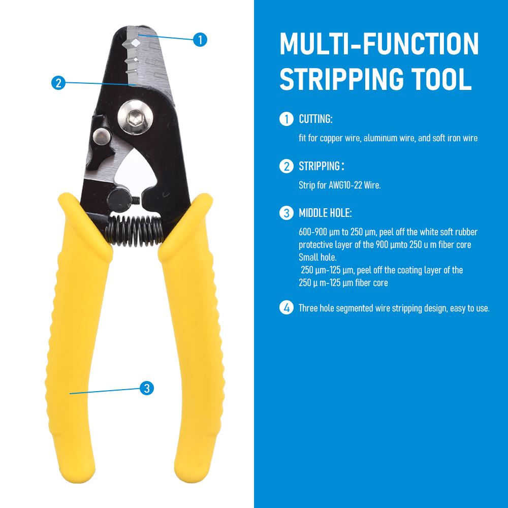 FTTP Трехпортовый оптоволоконный инструмент для зачистки кабеля Инструменты для зачистки проводов FTTH Инструменты для зачистки оптических кабелей