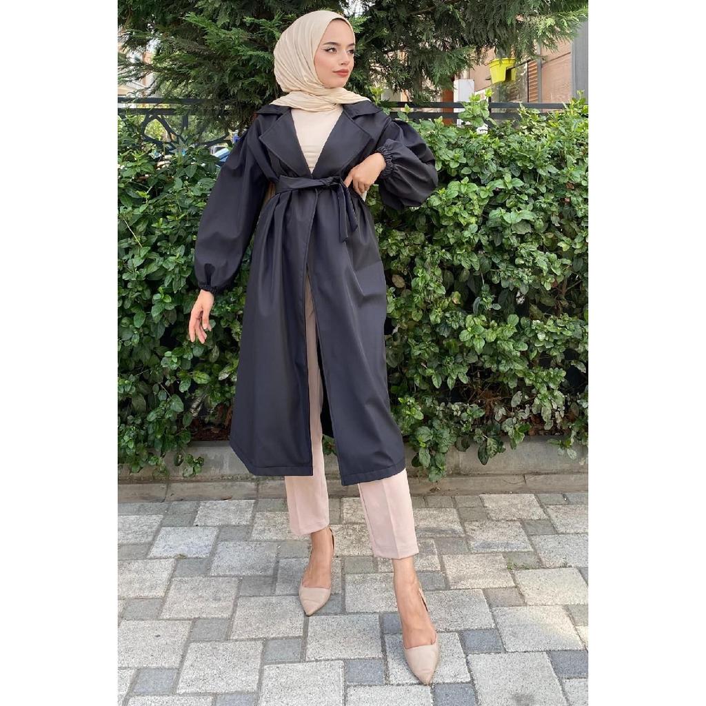 Тренч с объемными рукавами и завязкой на талии