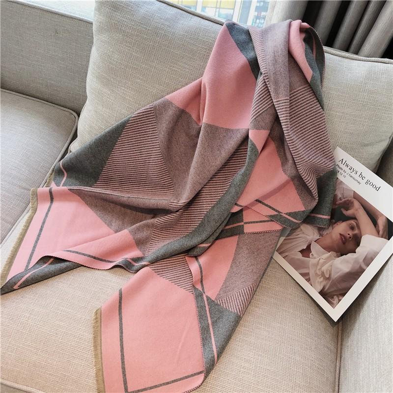 Classic Fashion Letter Thousand Birds Grid Imitation Cashmere Scarf Women's Winter Thickened Double Sided Air Conditioning Shawl Scarf Women's