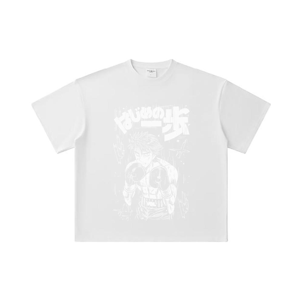 260 GSM Double Yarn 32 Count 100% Cotton Hajime no Ippo V8 Volg Print Unisex Heavy Cotton T Shirt