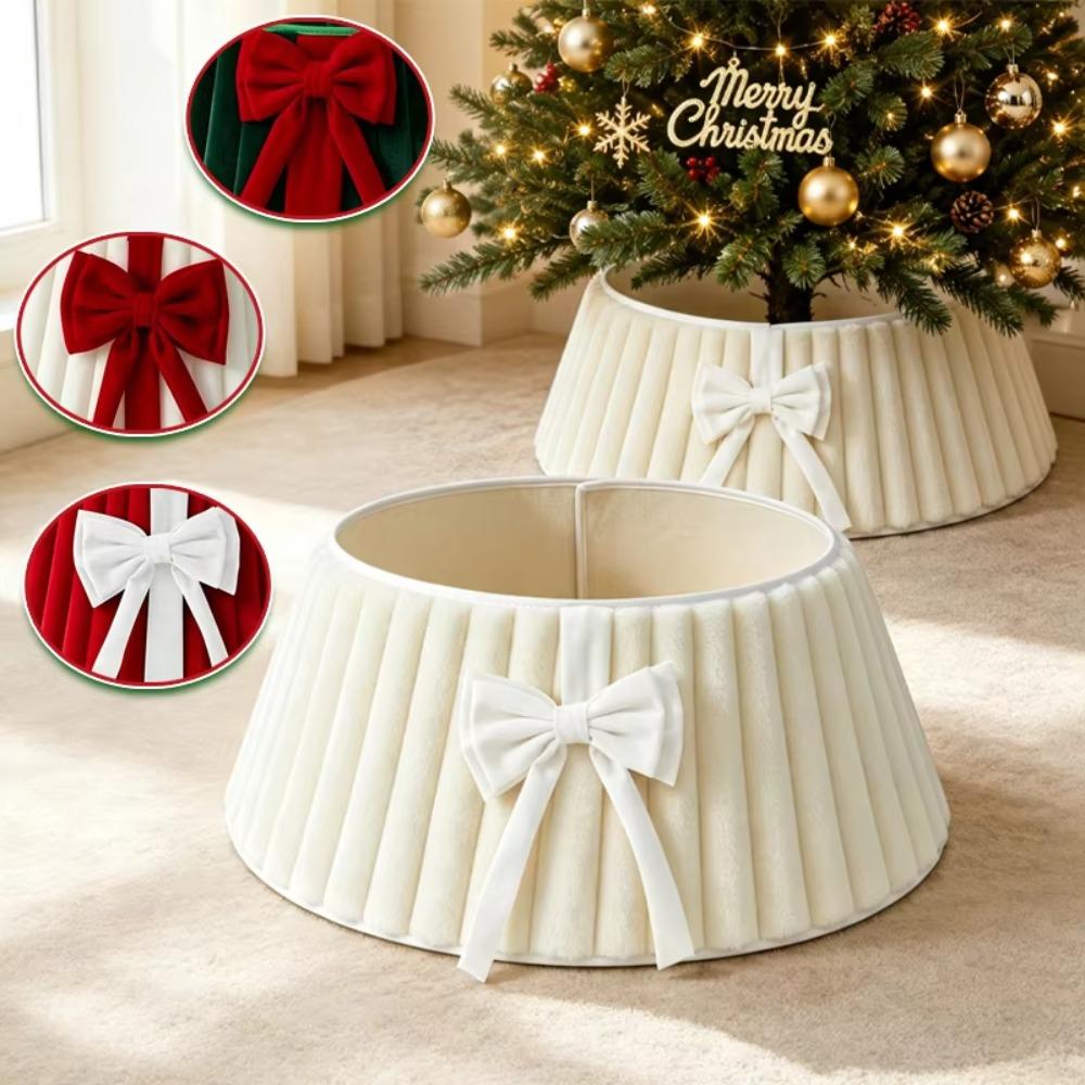 Folding Velvet Christmas Tree Collar Strip Design Xmas Tree Surround Cover Indoor