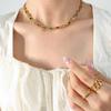 18K Gold Plated Stainless Steel U-Shape Choker Necklace Bracelet Set  Minimalist French Retro Style Colorful CZ Diamond Necklace