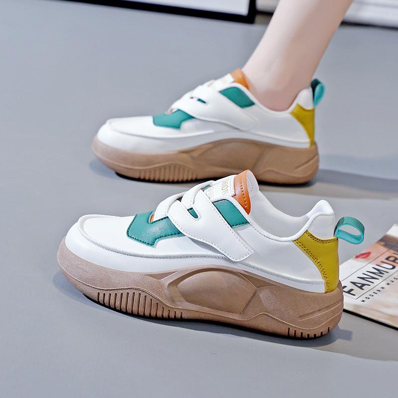 Женская повседневная обувь, модные кроссовки на платформе, белая женская обувь на толстой толстой подошве, студенческая обувь из искусственной кожи