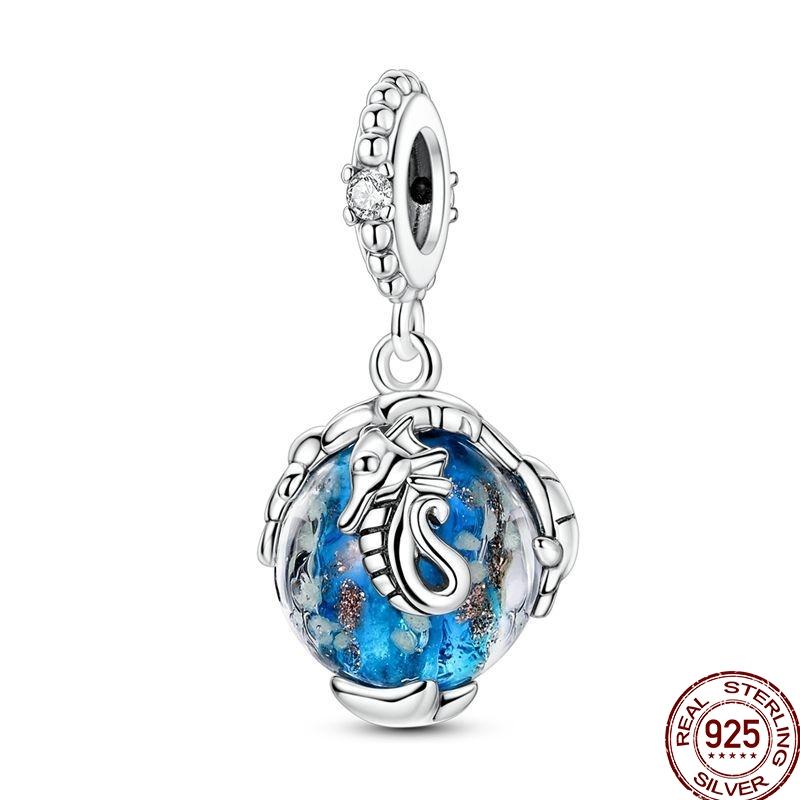 100% Copper Blue Shiny Zirconia Dark Cloud Butterfly Jewelry Beaded Pendant Fit 3Mm Bracelet Diy Jewelry Gift