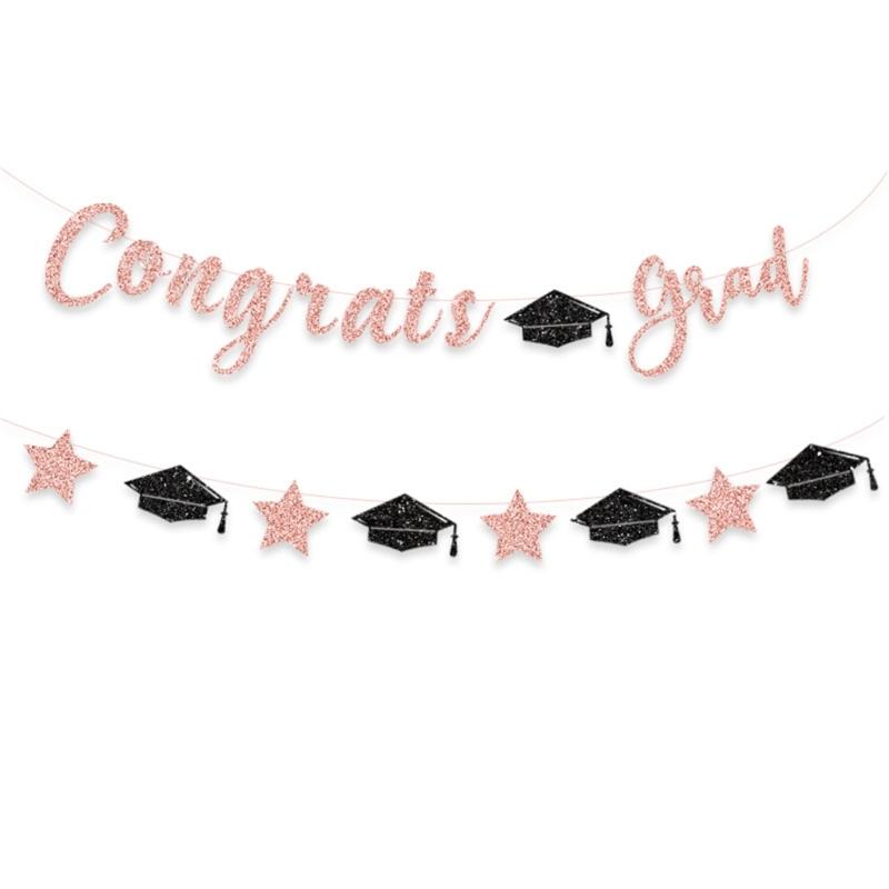 Glittering Graduation Party Hanging Decoration Congrats Grads Hanging Ornament for Class of 2025 for School Graduate