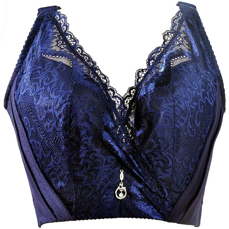 Большой размер Push Up Bra Нижнее белье Большая грудь Показать Маленький Тип регулировки Стальное кольцо Бюстгальтер кружева Украшения Сексуальные бюстгальтеры Мама Большая грудь Нижнее белье