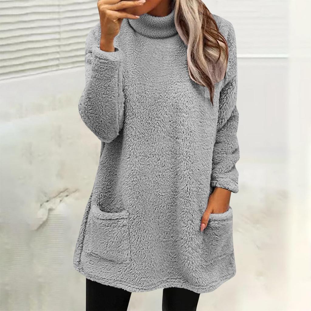 Sweatshirts For Women Mock Turtleneck Fall Winter Warm Sweater Plus Size Tunic Pullover Tops With Pockets