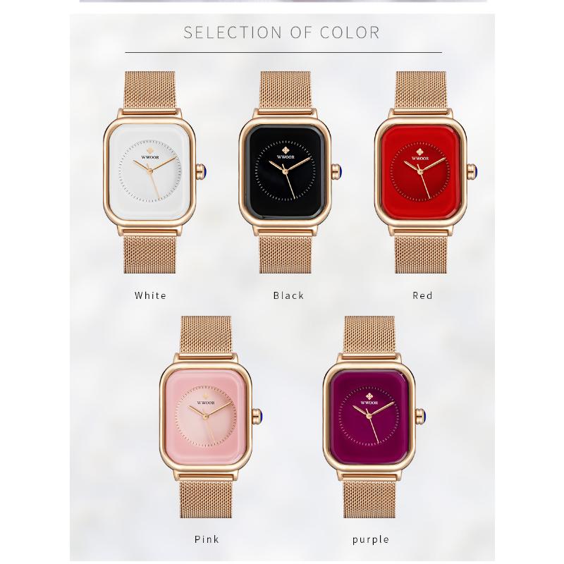 WWOOR New Fashion Classic Ladies Watch Elegant Light Luxury Square Quartz Waterproof Women's Watch