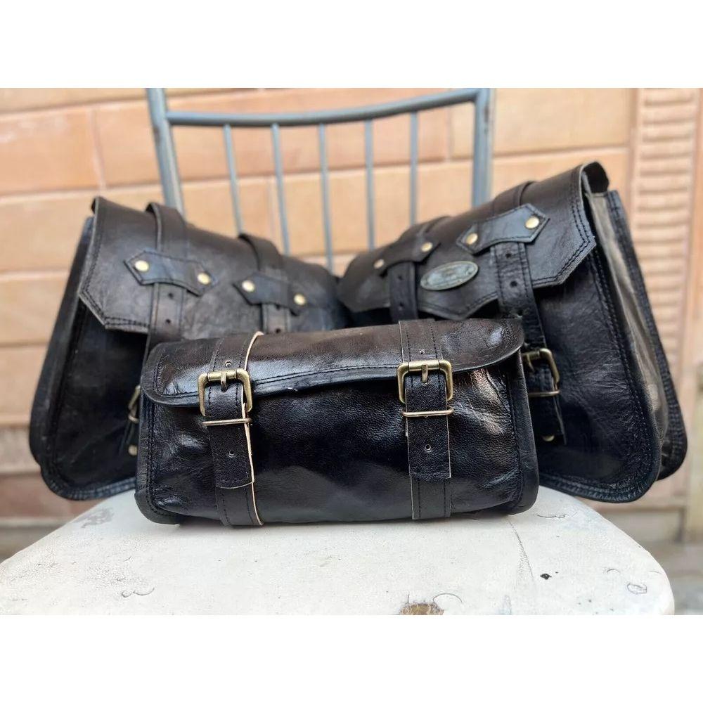 Сумка Мотоциклетные кожаные козырьки Черная седельная сумка для инструментов Седельная сумка Combo