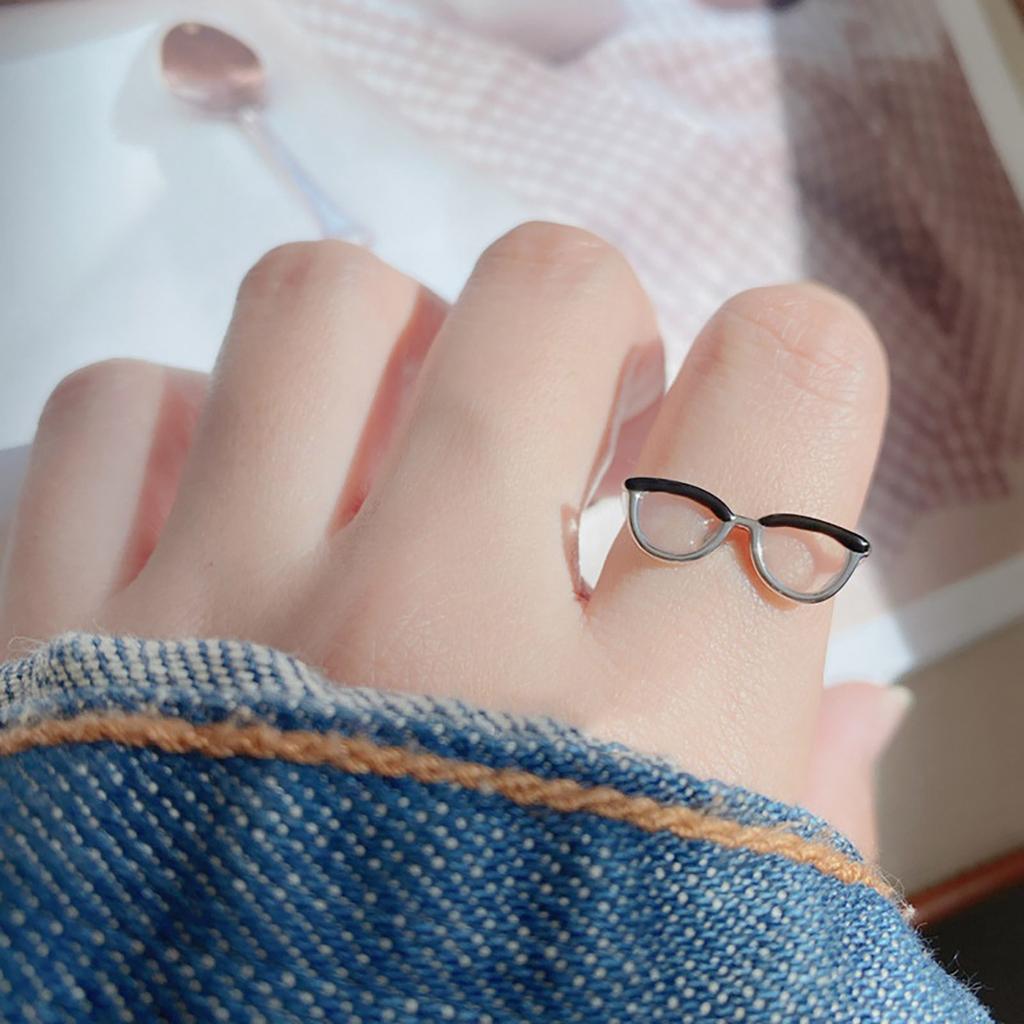 Милые очки, открытое кольцо для женщин, девочек-подростков, забавные регулируемые мини-очки, ювелирные изделия с пряжкой на палец