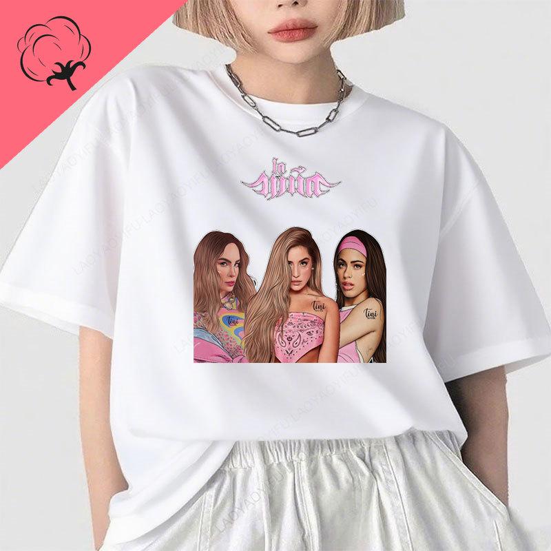 Lola Indigo Camiseta Two Side Printed World Tour T Shirt Camisa Fan Gifts Humor Spain Singer Cotton Oneck Fashion Top Clothes