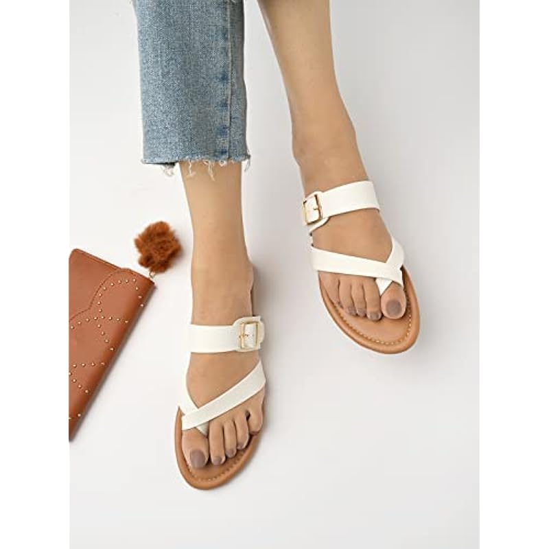 Shoetopia Stylish Side Buckle Detailed White Flats For Women & Girls /Uk9