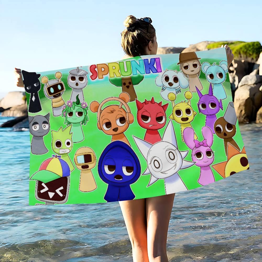 I-Incredibox S-Sprunki Аниме Пляжное Полотенце для Купания Мягкое Впитывающее Мочалка Детские Подарки для Детей Путешествия Кемпинг Спортзал
