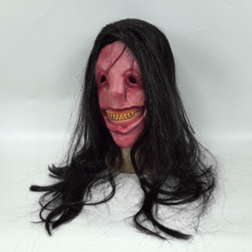 Exposed Teeth Long Hair Red Face Devil Mask Scary Scary Demon Mask Halloween Mask Cosplay