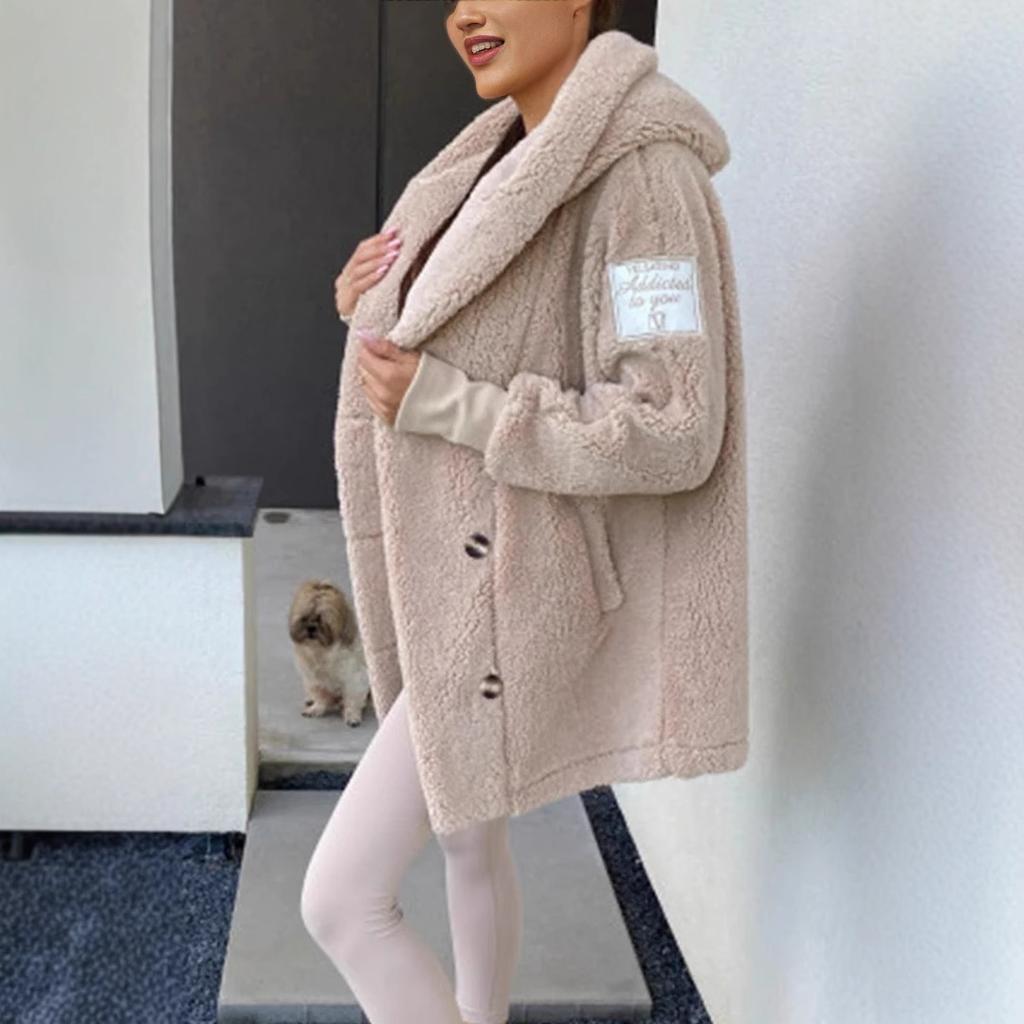 Women's Solid Color Long-sleeved Loose Plush Hooded Jacket