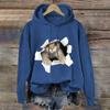 Милый принт с кошкой Женская толстовка с капюшоном Осенняя мода Уличная женская толстовка с круглым вырезом Повседневная свободная женская одежда Y2K Топы Толстовки