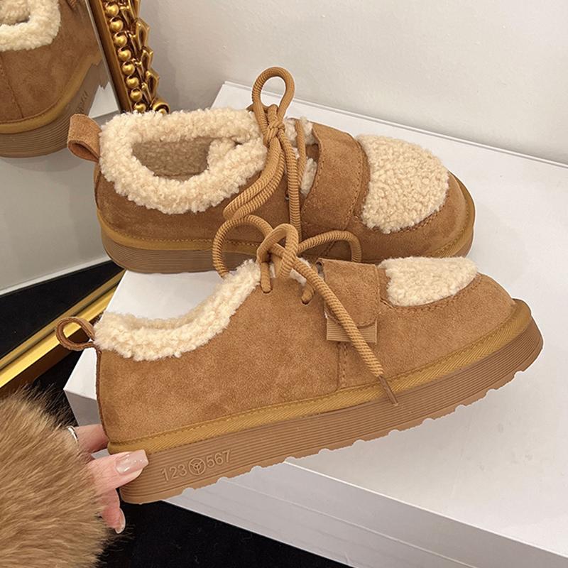 Fur Women's Cotton Shoes Flats Suede Fashion Warm Snow Boots Brand Comfort Sport Shoes Running Winter Boots Ladies