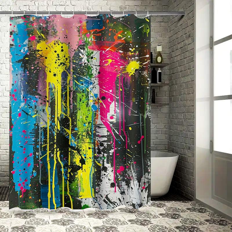 Abstract Colorful Splatter Design Shower Curtain Waterproof Bathroom Decorations Polyester Fabric Various Sizes Available