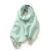 Double Sided Solid Color Scarf For Women's Winter Imitation Cashmere Warm Tassels