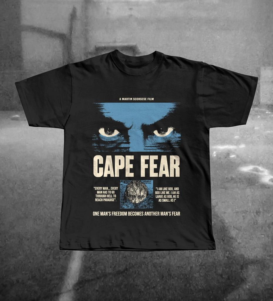 Summer Unisexs Pure Cotton Vintage Cape Fear Tshirt Oversized Loose And Breathable Suitable For Everyday Wear