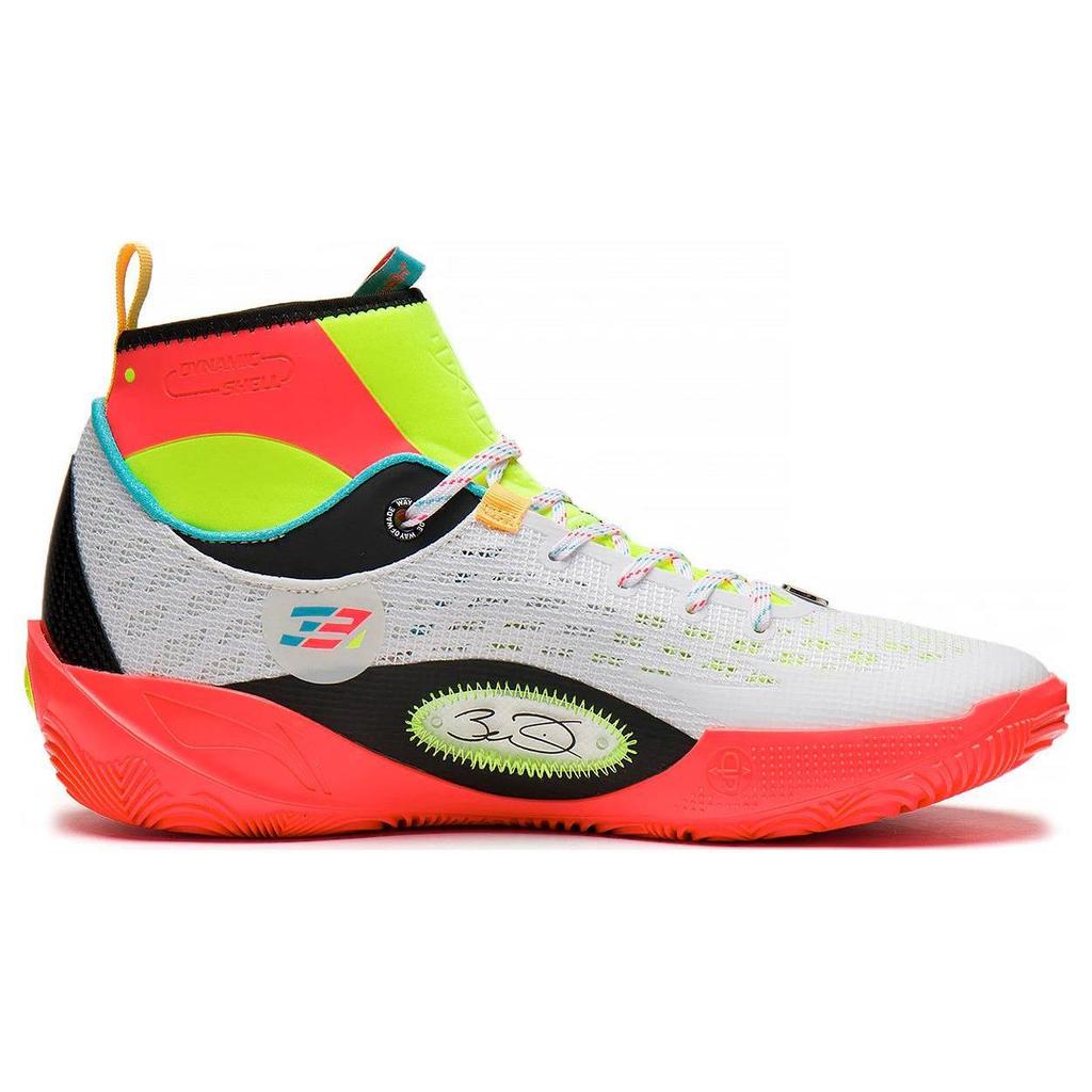Li Ning 808 2 ULTRA Амортизация Скользкие Устойчивые к истиранию Высокие Баскетбольные Кроссовки Мужские Белый Зеленый Красный ABAT007-4