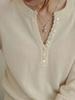Women's Korean Style V-Neck Wool Sweater - Button-Up, Long Sleeve, Slimming, Versatile Knitwear Top