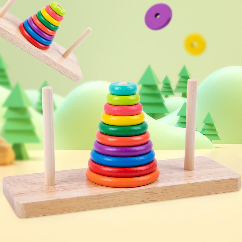 Stacking Multilayer Wooden Puzzle For Concentration Intelligence Development
