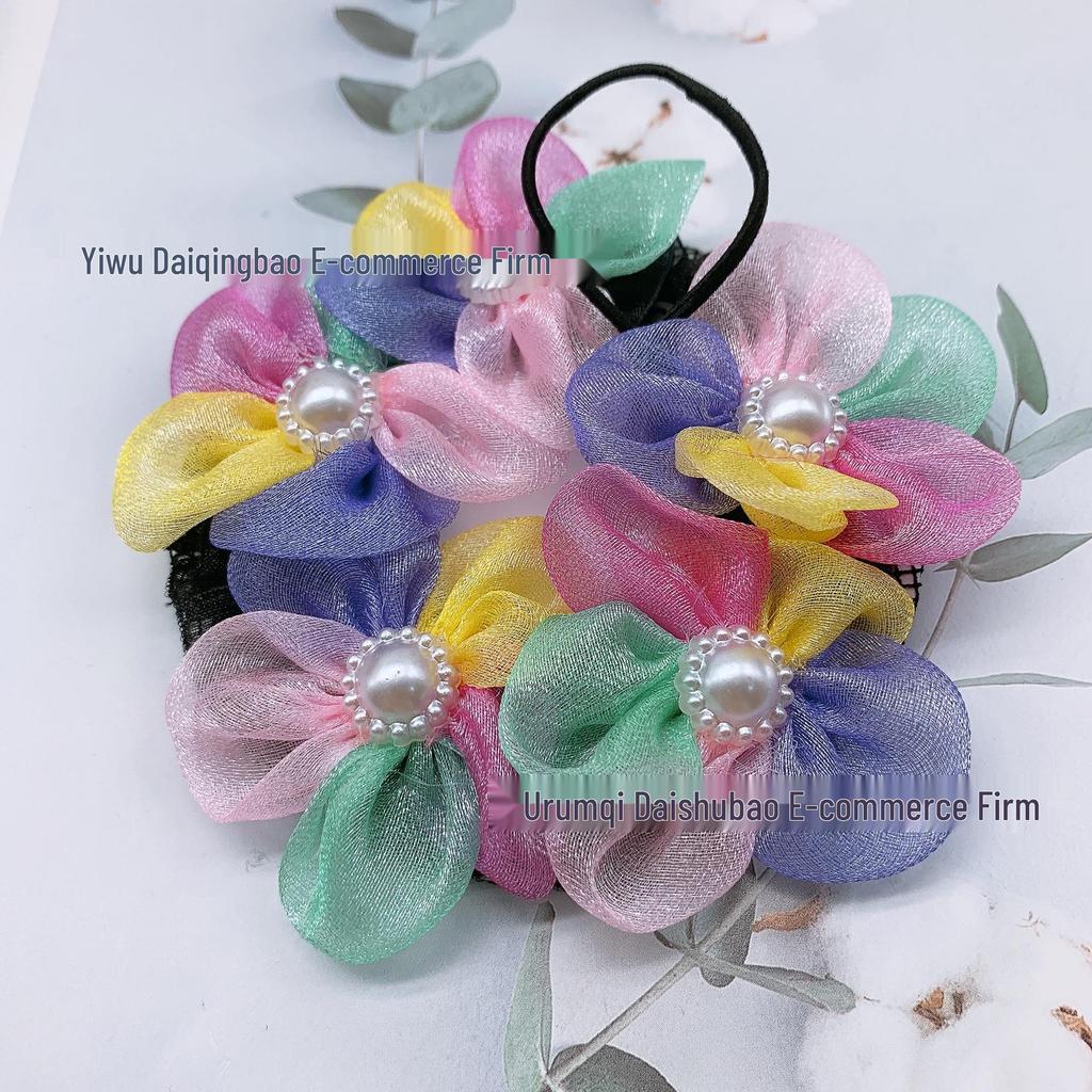 Детская жемчужная цветочная сетка для волос: Милый инструмент для укладки пучка для фестиваля и выступления