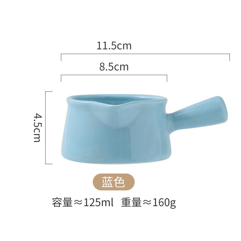 Western Food Ceramic Juice Bucket With Handle Mini Small Milk Pot Coffee Utensils Cream Cup Household Seasoning Sauce Drizzle Bowl