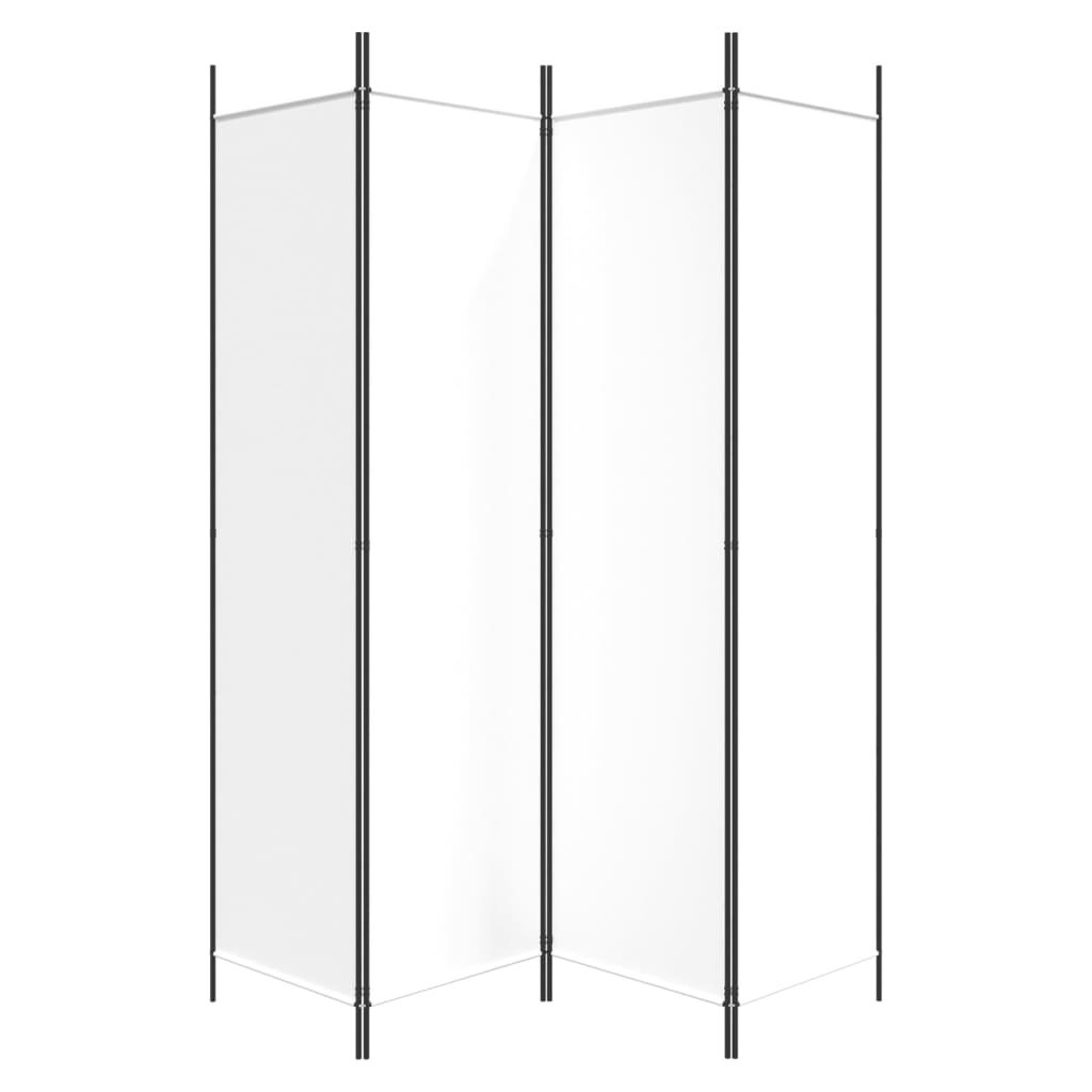 4 Piece White Folding Screen 200 x 200 cm Fabric
