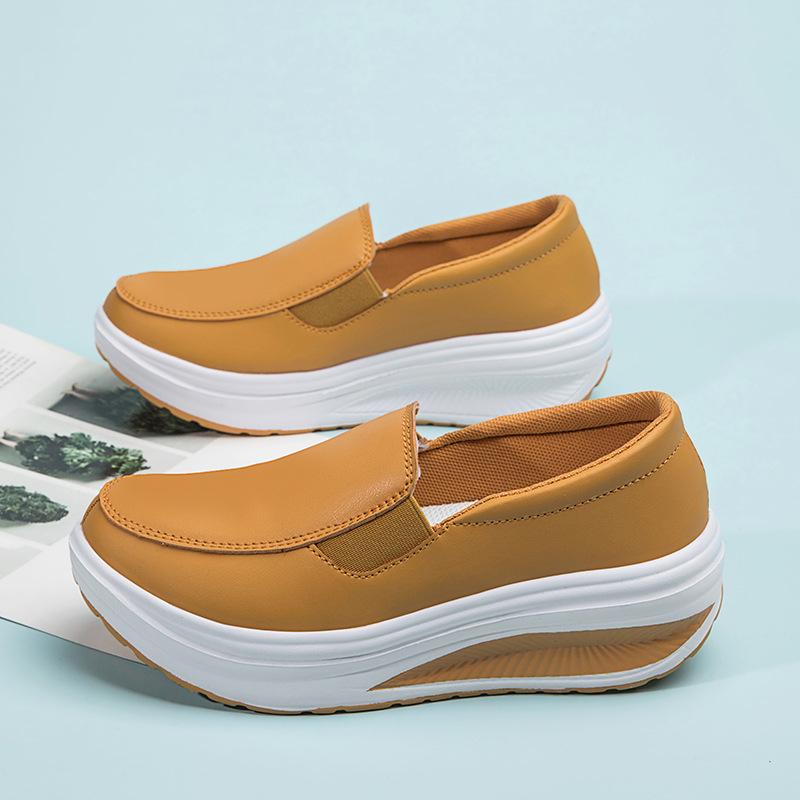 Большие размеры Женская обувь Осенняя натуральная кожа Мягкая подошва Рабочая обувь Женские черные туфли Swing Женские туфли на танкетке Одиночные туфли