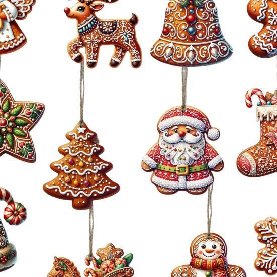 Пряничный кулон, деревянное рождественское украшение, Санта-Клаус, пряничные человечки, подвесной декор для каминной полки рождественской елки